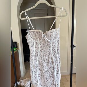 Fashion Nova Cream Lace Dress